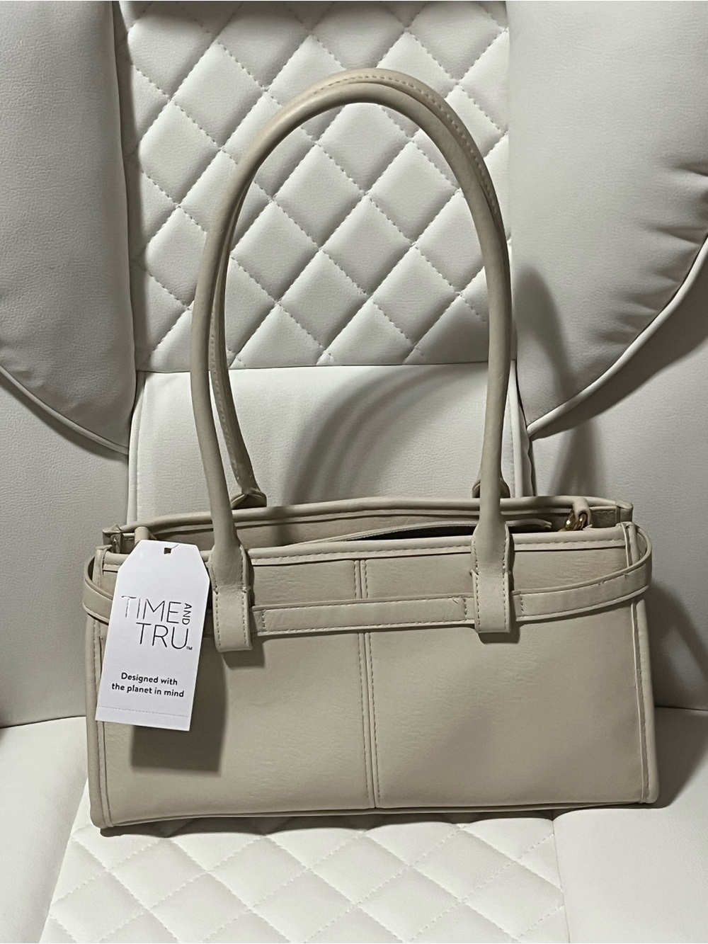 Time and Tru Beige Cream Shoulder Tote